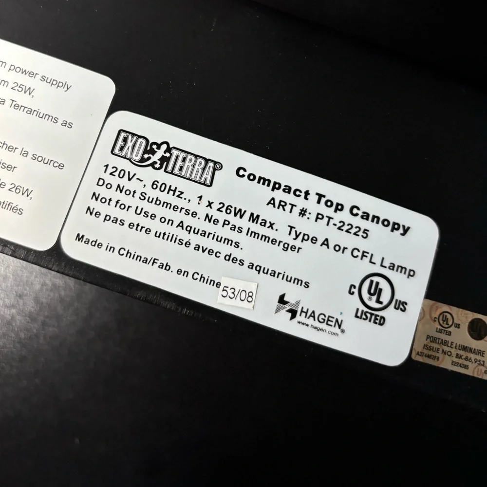 EXO TERRA Compact Top Terrarium Canopy Mini 11.8 x 3.5" x 5.9" PT2225 - Picture 5 of 5